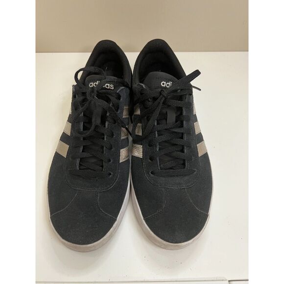 Adidas VL Court 2.0 women's Black Platinum Metallic sneakers. Size 8.5. - Picture 1 of 8